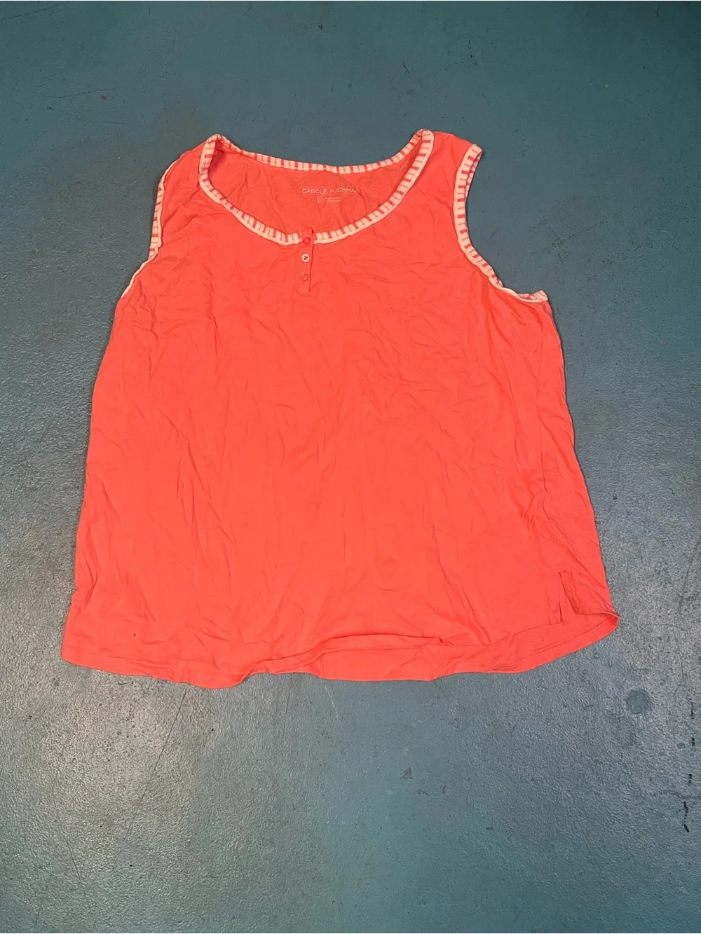Midnight by Carole Hochman Coral Sleeveless Henley Tank